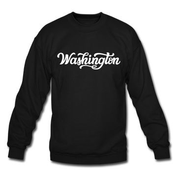 Washington Sweatshirt - Hand Lettered Washington Crewneck Sweatshirt - black