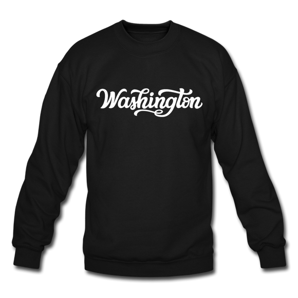 Washington Sweatshirt - Hand Lettered Washington Crewneck Sweatshirt - black