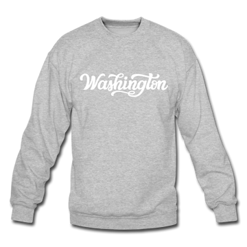 Washington Sweatshirt - Hand Lettered Washington Crewneck Sweatshirt - heather gray