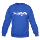 Washington Sweatshirt - Hand Lettered Washington Crewneck Sweatshirt - royal blue