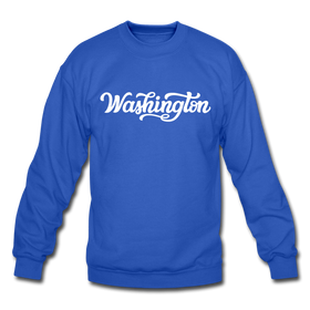 Washington Sweatshirt - Hand Lettered Washington Crewneck Sweatshirt - royal blue