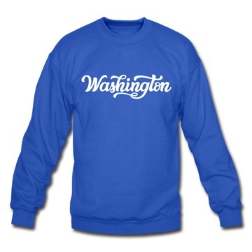 Washington Sweatshirt - Hand Lettered Washington Crewneck Sweatshirt - royal blue