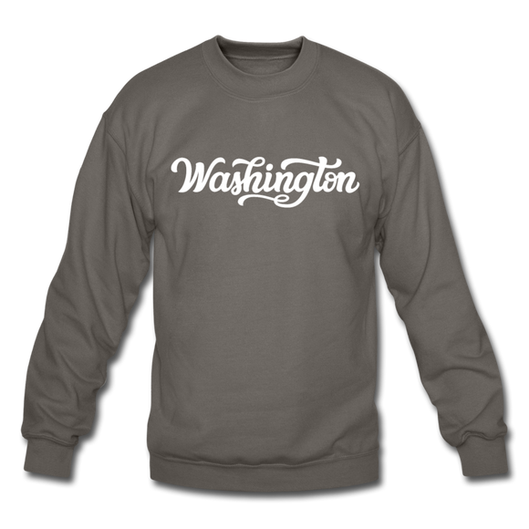 Washington Sweatshirt - Hand Lettered Washington Crewneck Sweatshirt - asphalt gray