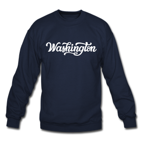 Washington Sweatshirt - Hand Lettered Washington Crewneck Sweatshirt - navy