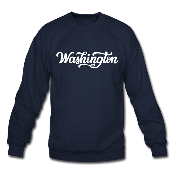 Washington Sweatshirt - Hand Lettered Washington Crewneck Sweatshirt - navy