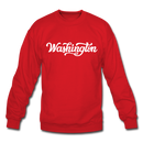 Washington Sweatshirt - Hand Lettered Washington Crewneck Sweatshirt - red