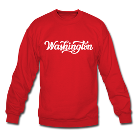 Washington Sweatshirt - Hand Lettered Washington Crewneck Sweatshirt - red