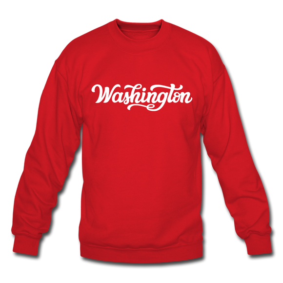 Washington Sweatshirt - Hand Lettered Washington Crewneck Sweatshirt - red
