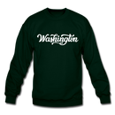 Washington Sweatshirt - Hand Lettered Washington Crewneck Sweatshirt - forest green