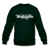 Washington Sweatshirt - Hand Lettered Washington Crewneck Sweatshirt - forest green