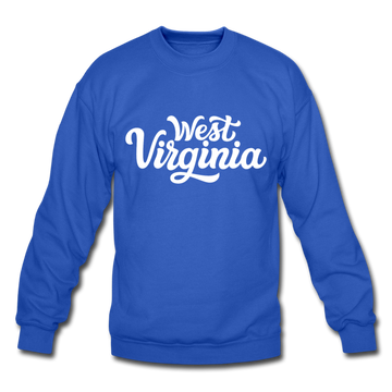 West Virginia Sweatshirt - Hand Lettered West Virginia Crewneck Sweatshirt - royal blue
