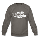 West Virginia Sweatshirt - Hand Lettered West Virginia Crewneck Sweatshirt - asphalt gray