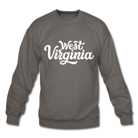 West Virginia Sweatshirt - Hand Lettered West Virginia Crewneck Sweatshirt - asphalt gray