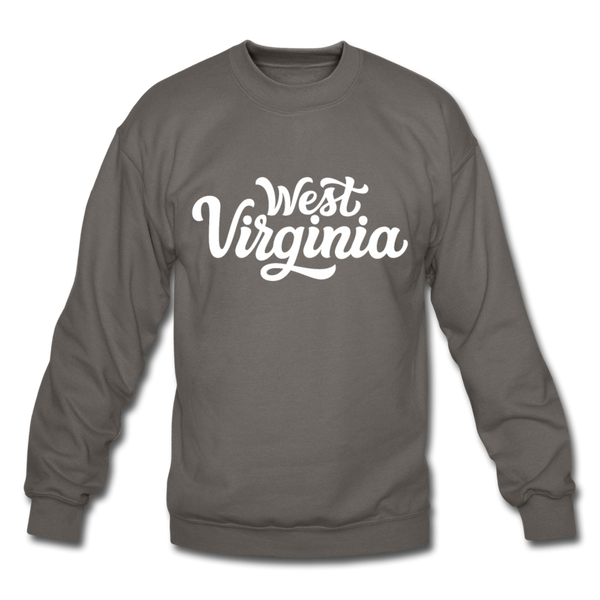 West Virginia Sweatshirt - Hand Lettered West Virginia Crewneck Sweatshirt - asphalt gray