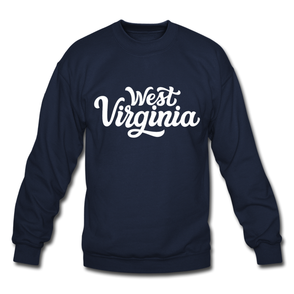 West Virginia Sweatshirt - Hand Lettered West Virginia Crewneck Sweatshirt - navy