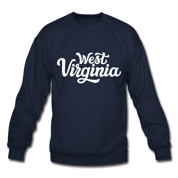 West Virginia Sweatshirt - Hand Lettered West Virginia Crewneck Sweatshirt - navy