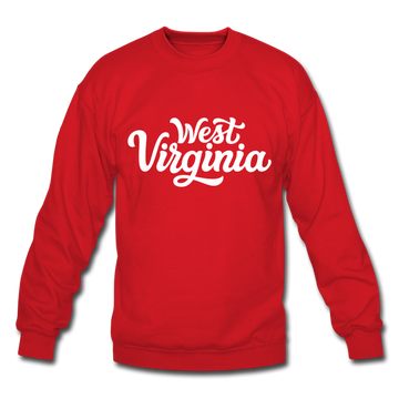 West Virginia Sweatshirt - Hand Lettered West Virginia Crewneck Sweatshirt - red