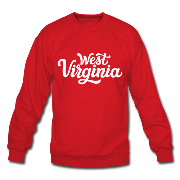 West Virginia Sweatshirt - Hand Lettered West Virginia Crewneck Sweatshirt - red