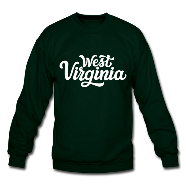 West Virginia Sweatshirt - Hand Lettered West Virginia Crewneck Sweatshirt - forest green