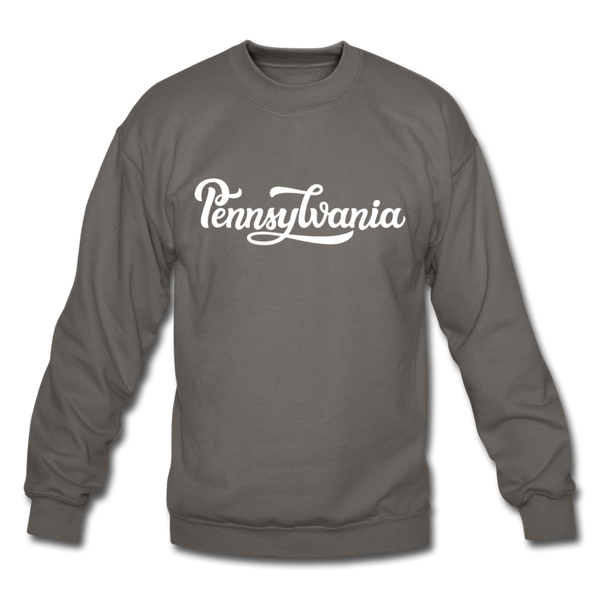 Pennsylvania Sweatshirt - Hand Lettered Pennsylvania Crewneck Sweatshirt - asphalt gray