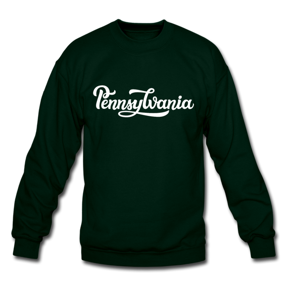 Pennsylvania Sweatshirt - Hand Lettered Pennsylvania Crewneck Sweatshirt - forest green