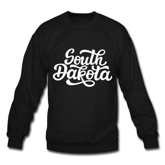 South Dakota Sweatshirt - Hand Lettered South Dakota Crewneck Sweatshirt - black