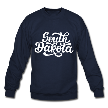 South Dakota Sweatshirt - Hand Lettered South Dakota Crewneck Sweatshirt - navy