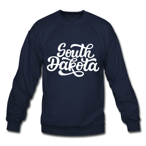 South Dakota Sweatshirt - Hand Lettered South Dakota Crewneck Sweatshirt - navy