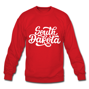 South Dakota Sweatshirt - Hand Lettered South Dakota Crewneck Sweatshirt - red