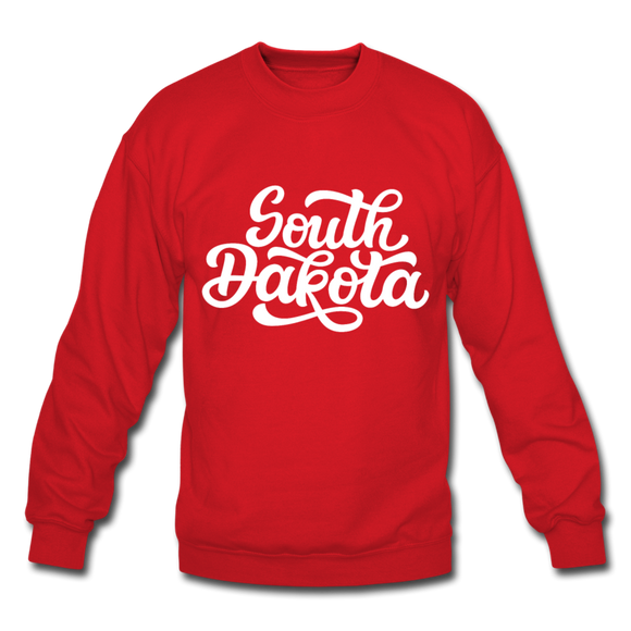 South Dakota Sweatshirt - Hand Lettered South Dakota Crewneck Sweatshirt - red