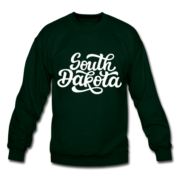 South Dakota Sweatshirt - Hand Lettered South Dakota Crewneck Sweatshirt - forest green