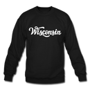 Wisconsin Sweatshirt - Hand Lettered Wisconsin Crewneck Sweatshirt - black