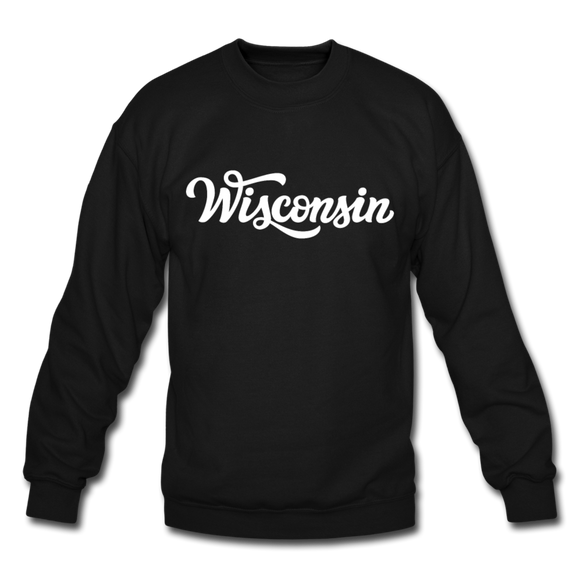 Wisconsin Sweatshirt - Hand Lettered Wisconsin Crewneck Sweatshirt - black