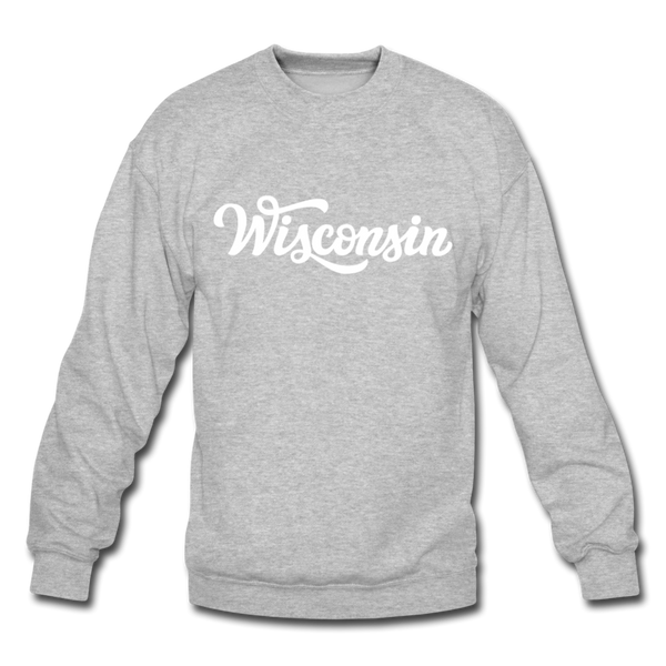 Wisconsin Sweatshirt - Hand Lettered Wisconsin Crewneck Sweatshirt - heather gray