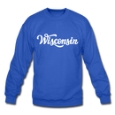 Wisconsin Sweatshirt - Hand Lettered Wisconsin Crewneck Sweatshirt - royal blue