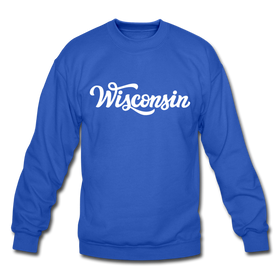 Wisconsin Sweatshirt - Hand Lettered Wisconsin Crewneck Sweatshirt - royal blue