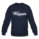 Wisconsin Sweatshirt - Hand Lettered Wisconsin Crewneck Sweatshirt - navy