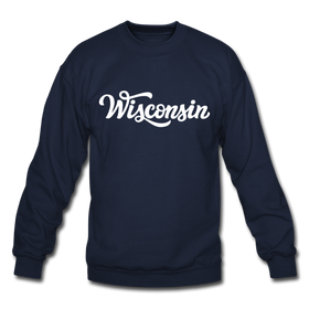 Wisconsin Sweatshirt - Hand Lettered Wisconsin Crewneck Sweatshirt - navy