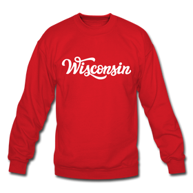 Wisconsin Sweatshirt - Hand Lettered Wisconsin Crewneck Sweatshirt - red