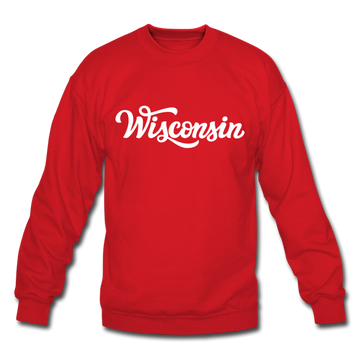 Wisconsin Sweatshirt - Hand Lettered Wisconsin Crewneck Sweatshirt - red