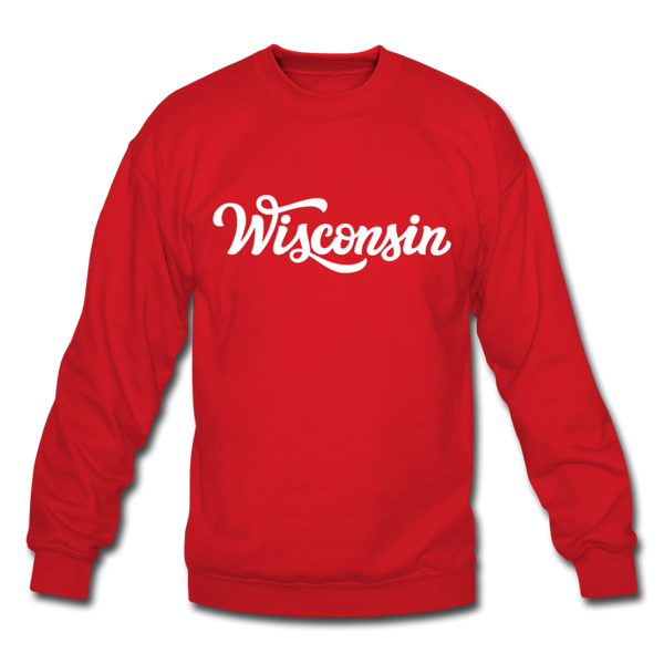 Wisconsin Sweatshirt - Hand Lettered Wisconsin Crewneck Sweatshirt - red