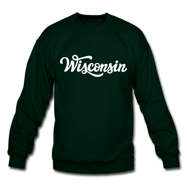 Wisconsin Sweatshirt - Hand Lettered Wisconsin Crewneck Sweatshirt - forest green