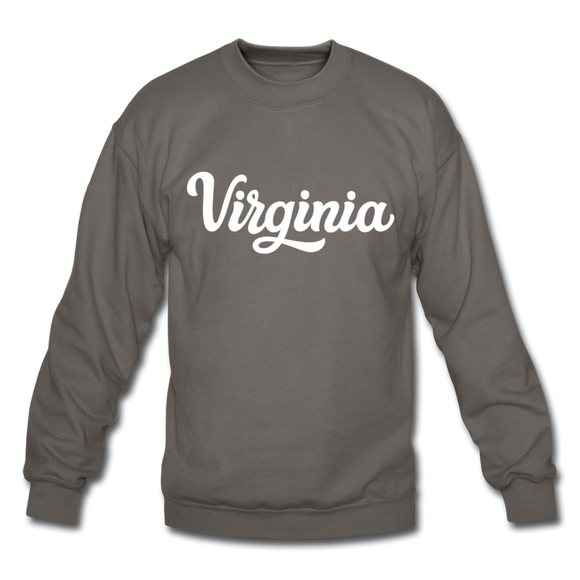 Virginia Sweatshirt - Hand Lettered Virginia Crewneck Sweatshirt - asphalt gray