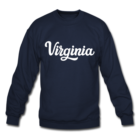 Virginia Sweatshirt - Hand Lettered Virginia Crewneck Sweatshirt - navy