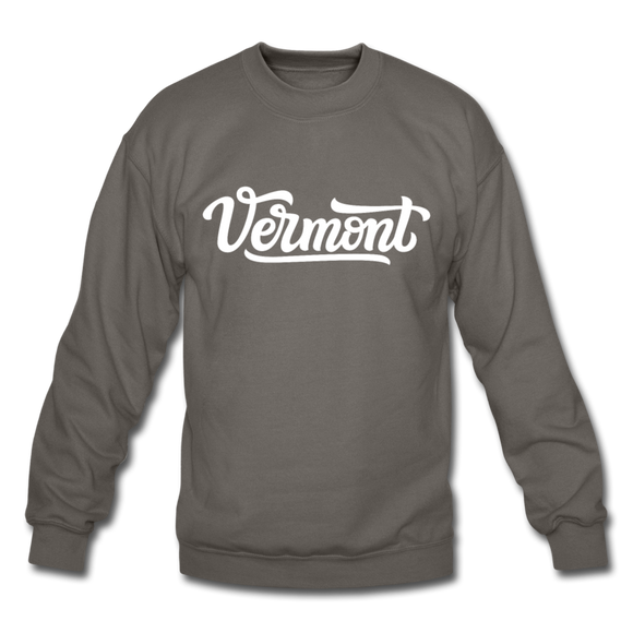 Vermont Sweatshirt - Hand Lettered Vermont Crewneck Sweatshirt - asphalt gray