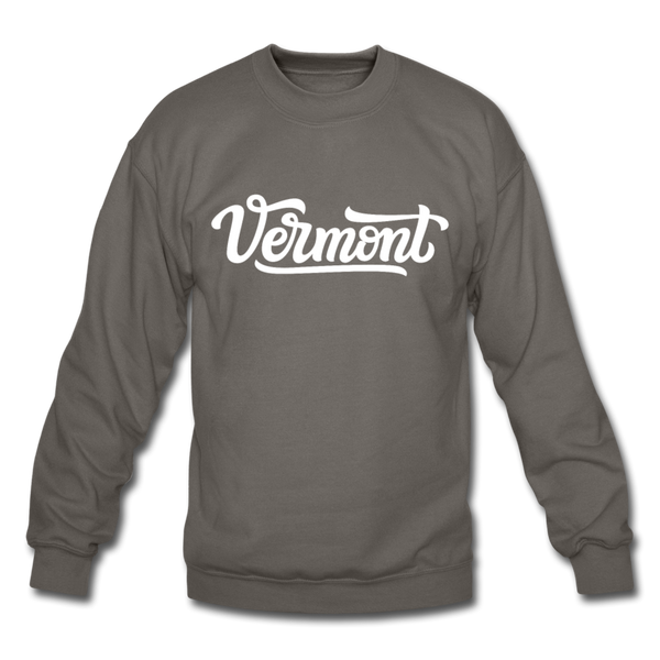 Vermont Sweatshirt - Hand Lettered Vermont Crewneck Sweatshirt - asphalt gray