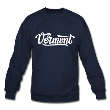 Vermont Sweatshirt - Hand Lettered Vermont Crewneck Sweatshirt - navy