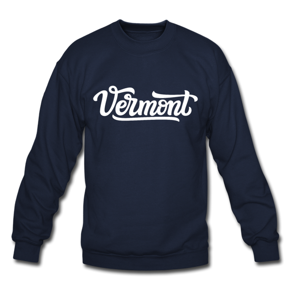 Vermont Sweatshirt - Hand Lettered Vermont Crewneck Sweatshirt - navy