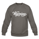 Wyoming Sweatshirt - Hand Lettered Wyoming Crewneck Sweatshirt - asphalt gray