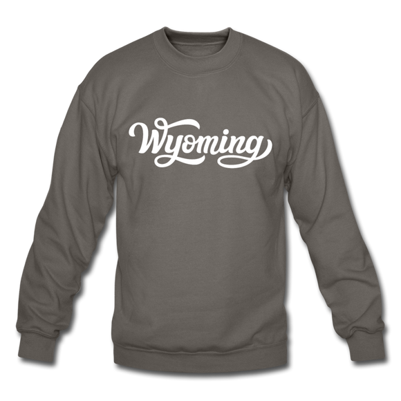 Wyoming Sweatshirt - Hand Lettered Wyoming Crewneck Sweatshirt - asphalt gray